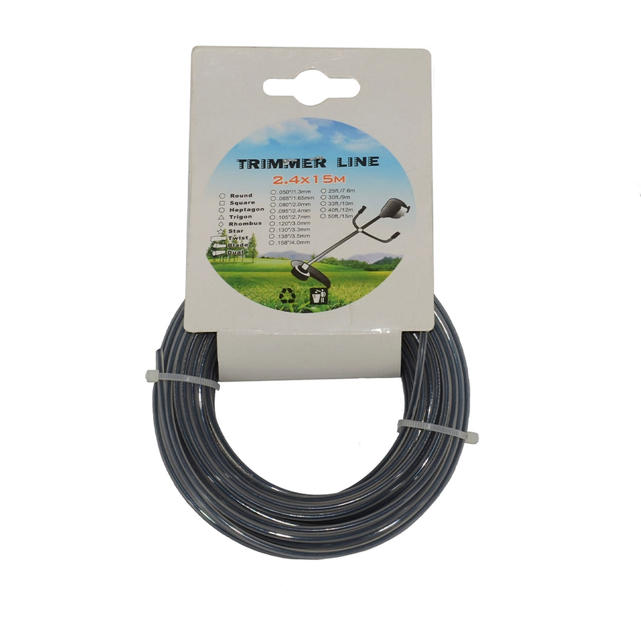 Hilo de Corte para Desbrozadora 2.4 mm x 15 m Longitud Traslúcido Polímero Endurecido Redondo