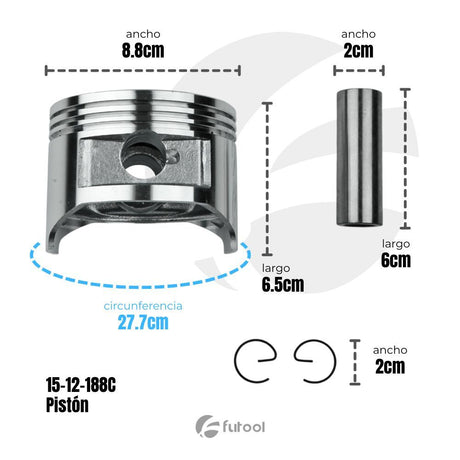 Pistón 13HP Motor 188F 88.5mm